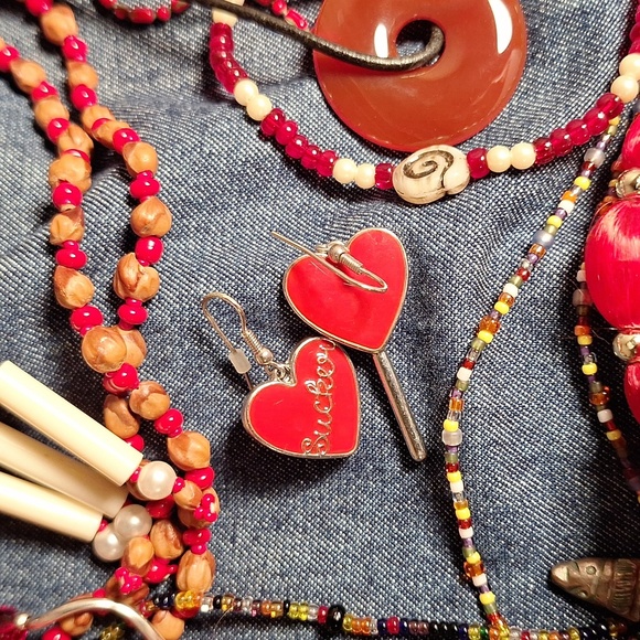 25 Bundle Lot Southwestern Boho Style Jewelry RED Themed Cowboy Hippie Wearable - Picture 6 of 10